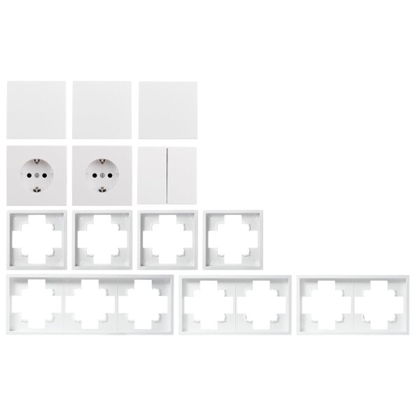 Schalter und Steckdosen Set McPower Shallow Flur, 13-teilig, wei&szlig;