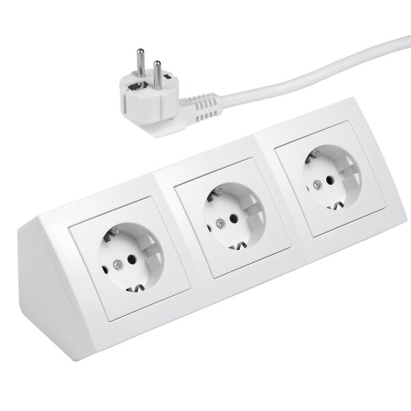Steckdosenblock McPower Flair 250V~/16A, wei&szlig;, 3-fach, 2m Kabel und Stecker