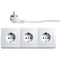 Steckdosenblock McPower Flair 250V~/16A, wei&szlig;, 3-fach, 2m Kabel und Stecker