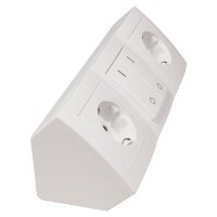 Steckdosenblock McPower Flair Aufbau, wei&szlig;, 2-fach Schutzkontakt + Schalter