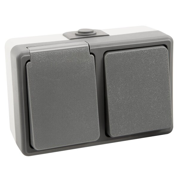 Feuchtraum Kombi-Dose McPower Secure 250V~, Schalter+Steckdose, IP44, AP, grau
