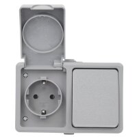Feuchtraum Kombi-Dose McPower Secure 250V~, Schalter+Steckdose, IP44, AP, grau