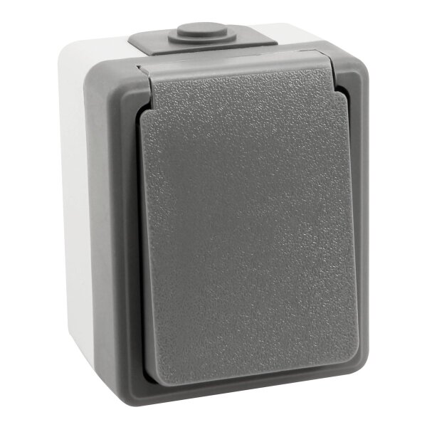 Feuchtraum Steckdose McPower Secure, 250V~/16A, IP44, AP, grau
