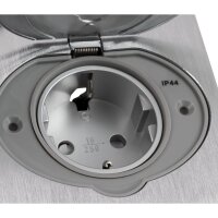 Boden Einbausteckdose, IP44, Edelstahl, 3680W