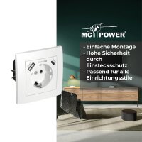 Schutzkontakt-Steckdose McPower Flair 1x USB-C 18W PD, 1x USB-A, wei&szlig;