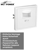 Unterputz IR Bewegungsmelder McPower Shallow 160&deg;, 750W, LED geeignet, wei&szlig;