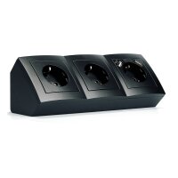 Steckdosenblock McPower Flair Aufbau, matt schwarz, 3-fach Schutzkontakt + USB