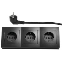 Steckdosenblock McPower Flair 250V~/16A, schwarz, 3-fach,...