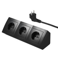 Steckdosenblock McPower Flair 250V~/16A, schwarz, 3-fach, 2m Kabel+ Stecker