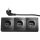 Steckdosenblock McPower Flair 250V~/16A, schwarz, 3-fach, 2m Kabel+ Stecker