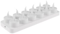 LED Teelichter, 12er Set, mit Windschutz - wiederaufladbar auf Ladestation
