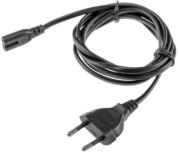 Netzkabel Eurostecker > Doppelnutstecker - H03VVH2-F2G, 0,75 mm&sup2;, 2,5A/250V, 1,5m