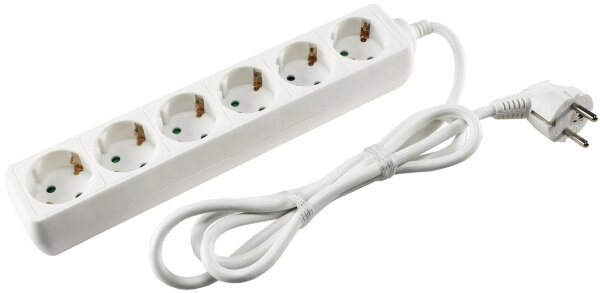 Schutzkontakt-Steckdosenleiste 6-fach - 3500W, 1,4m Kabel, wei&szlig;