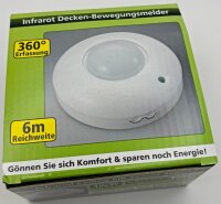 Decken-Bewegungsmelder "CBM" 360&deg; - PIR, LED geeignet, 6m Detektion, wei&szlig;