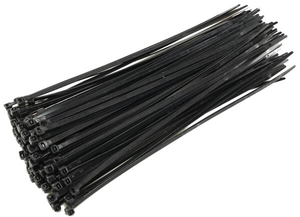 Kabelbinder 300mm x 4,8mm, schwarz - 100er Pack, hohe Zugkraft, UV fest