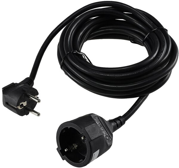 Schutzkontakt-Verl&auml;ngerung, 5m, schwarz - H05VV-F3G 1,5mm&sup2; 16A/250V