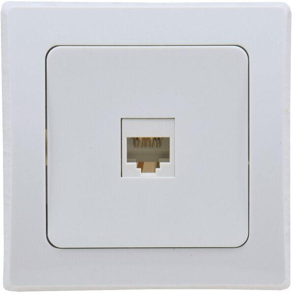 DELPHI RJ45 Dose f&uuml;r ISDN & Cat.5 - inkl. Rahmen, UP, wei&szlig;