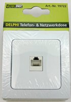 DELPHI RJ45 Dose f&uuml;r ISDN & Cat.5 - inkl. Rahmen, UP, wei&szlig;