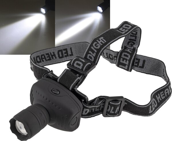LED-Stirnlampe mit fokussierbarer 1W LED - 3x AAA Batterie n&ouml;tig