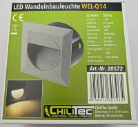 LED Wandeinbauleuchte "WEL Q14" - IP65, 14 LEDs, Aluminium, warmwei&szlig;
