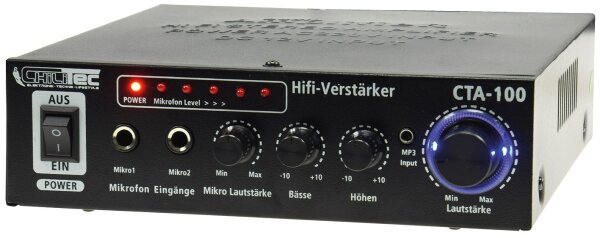 HiFi-Verst&auml;rker "CTA-100" 100W, schwarz - 1x Line In, Betrieb 12V o. 230V