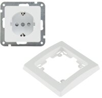 DELPHI Schutzkontakt-Steckdose, UP, wei&szlig; - 250V~/ 16A, inkl. Rahmen, Steckanschluss