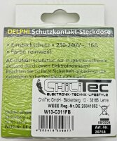DELPHI Schutzkontakt-Steckdose, UP, wei&szlig; - 250V~/ 16A, inkl. Rahmen, Steckanschluss