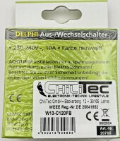 DELPHI Wechsel-Schalter, UP, wei&szlig; - 250V~/ 10A, inkl. Rahmen, Steckanschluss