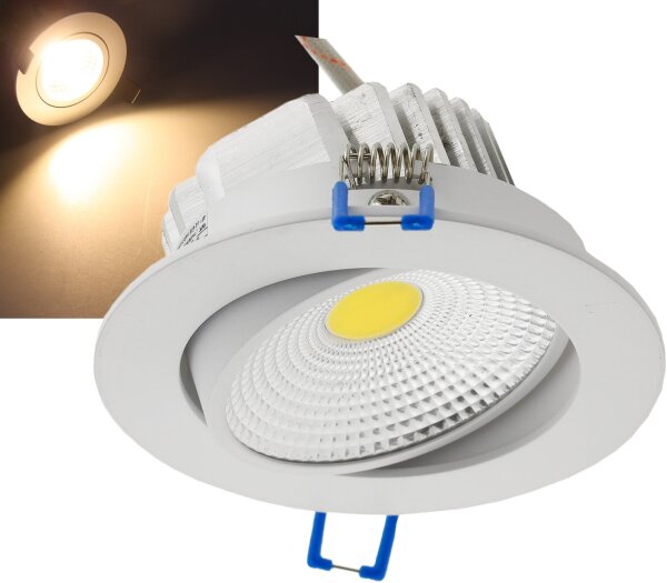 LED-Einbauleuchte "COB-7", 7W, 550lm - 3000K, 75&deg;, &Oslash;109xT47mm, Rahmen wei&szlig;