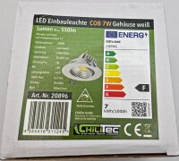 LED-Einbauleuchte "COB-7", 7W, 550lm - 3000K, 75&deg;, &Oslash;109xT47mm, Rahmen wei&szlig;