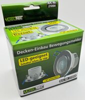 Decken-Einbau-Bewegungsmelder 360&deg; Alu - PIR Sensor, 6m, schwenkbar, silber