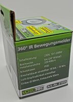 Decken-Einbau-Bewegungsmelder 360&deg; Alu - PIR Sensor, 6m, schwenkbar, silber