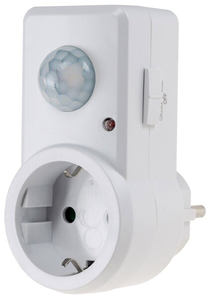 Zwischenstecker mit Bewegungsmelder - 120&deg;, 9m Reichweite , 230V/1200W, wei&szlig;