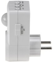 Zwischenstecker mit Bewegungsmelder - 120&deg;, 9m Reichweite , 230V/1200W, wei&szlig;