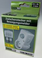 Zwischenstecker mit Bewegungsmelder - 120&deg;, 9m Reichweite , 230V/1200W, wei&szlig;