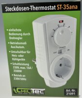 Steckdosen-Thermostat "ST-35 ana" - max. 3500W, 5-30&deg;C, AUS/AUTO, 230V