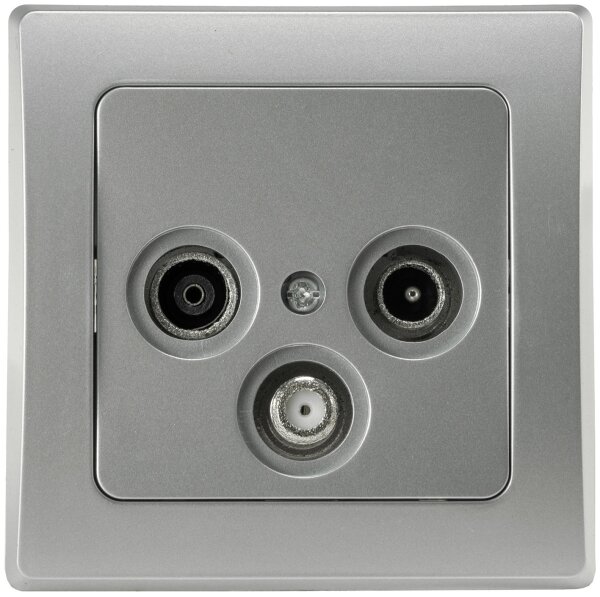 DELPHI Antennendose TV+Radio+Sat - inkl. Rahmen, UP, silber