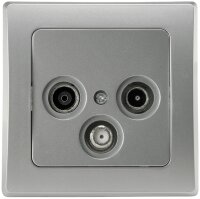 DELPHI Antennendose TV+Radio+Sat - inkl. Rahmen, UP, silber