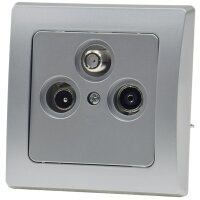 DELPHI Antennendose TV+Radio+Sat - inkl. Rahmen, UP, silber