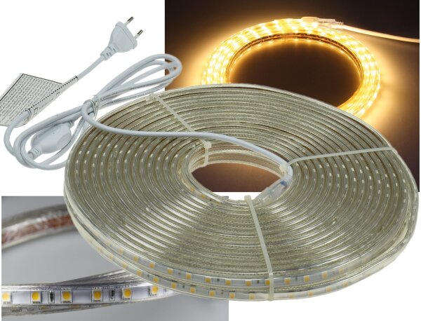LED-Stripe "Ultra-Bright" 230V, 20m - 600 Lumen/Meter, warmwei&szlig;
