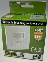 Unterputz PIR-Bewegungsmelder 160&deg; - LED geeignet, 2-Draht Technik, wei&szlig;