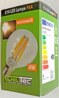 LED Tropfenlampe E14 "Filament T4" - 3000k, 500lm, 230V/4W, warmwei&szlig;