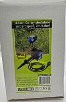 Gartensteckdose mit Erdspie&szlig;, 4-fach - IP44, 2m Kabel