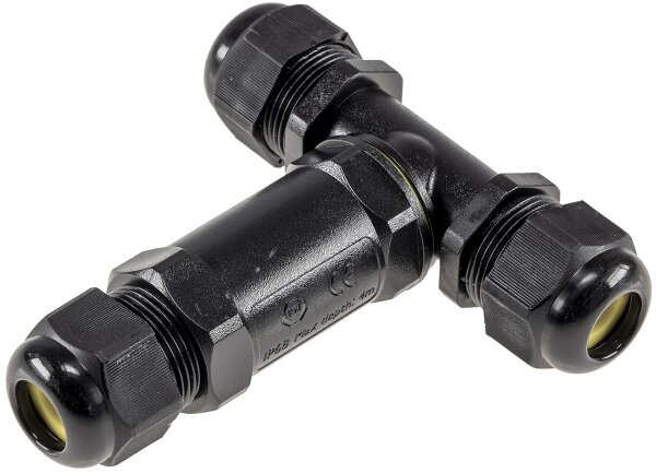 Kabelverbinder T-Form, IP68, 450V/32A - Schraubanschluss, f&uuml;r Kabel &Oslash; 8-12mm