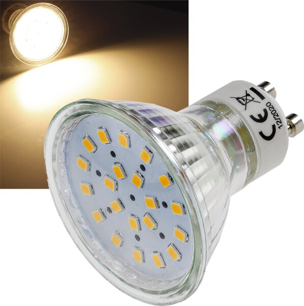 LED Strahler GU10 "H40 SMD" - 120&deg;, 3000k, 330lm, 230V/3W, warmwei&szlig;