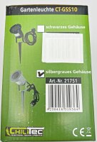 Gartenleuchte "CT-GS10", silbergrau - 230V, 1,5m Kabel+Erdspie&szlig;, GU10 Fassung