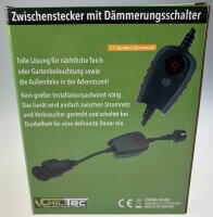 Zwischenstecker mit D&auml;mmerungsschalter - und Zeitvorwahl (1- 9 Std.) &uuml;ber Display
