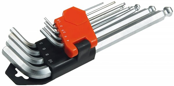 Innensechskant-Schl&uuml;ssel, 9-teiliges Set - mit Kugelkopf und Halter