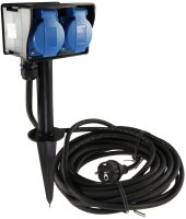 Gartensteckdose mit Erdspie&szlig;, 2-fach - IP44, 10m Kabel