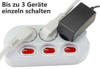 Steckdosenleiste mit Einzelschaltung - 3-fach, wei&szlig;, 1,5m Kabel